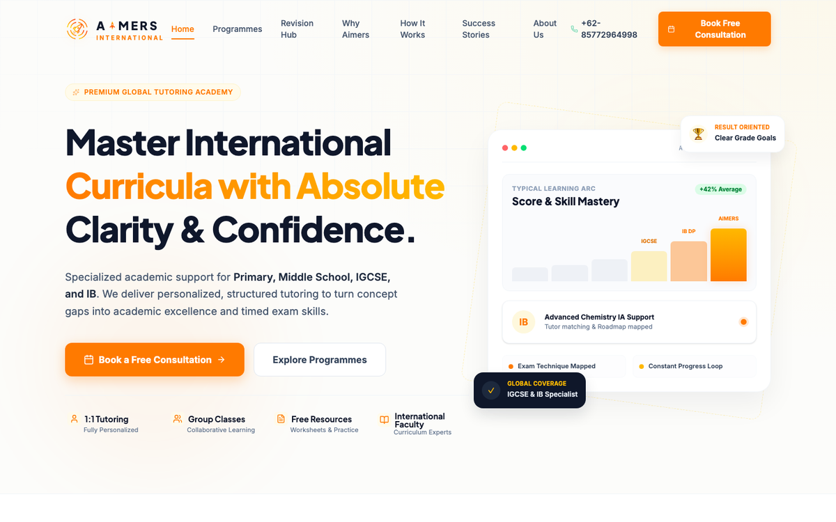 The Aimers International website, live