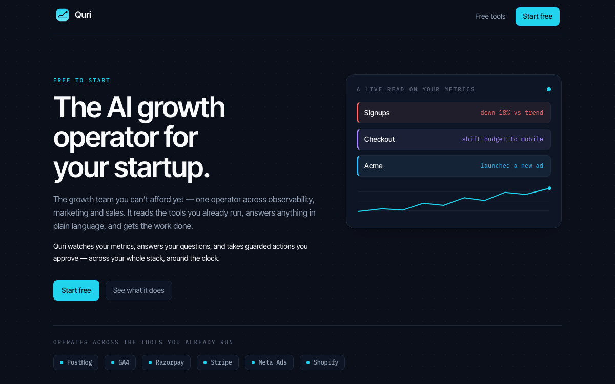 The quri website, live
