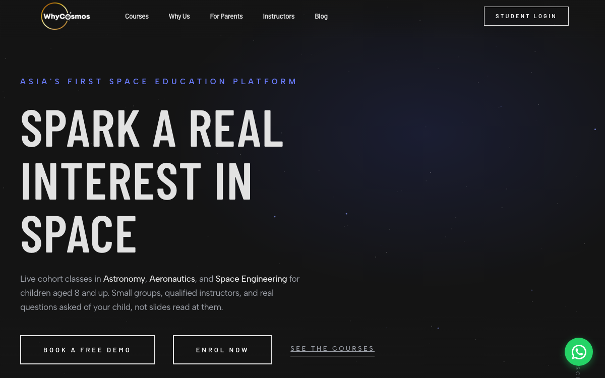 The WhyCosmos website, live